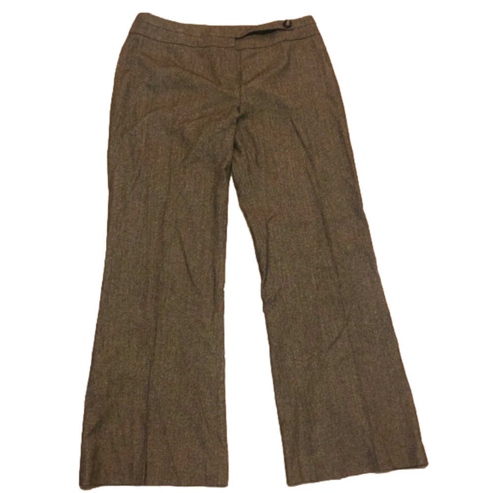 𝅺periphery Wool Blend Brown Dress Pants w Button Accent Sz 6 Inseam 28”